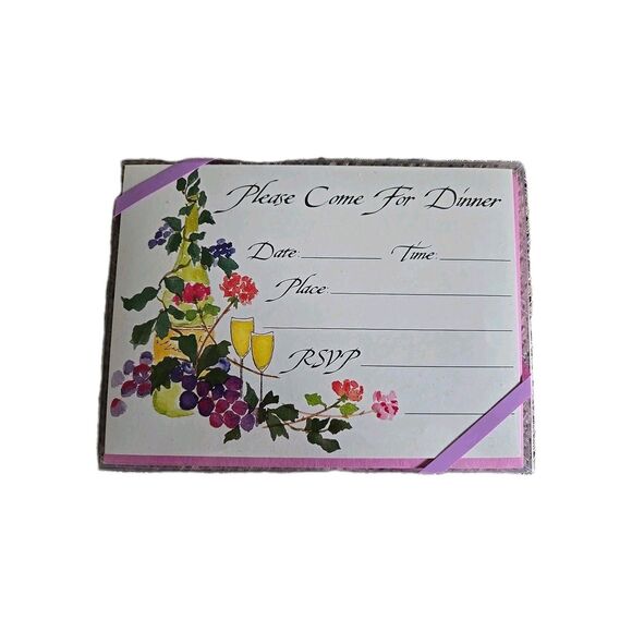 Please Come To Dinner Invitations 10 Pack .5.5" × 4"  Wine & Grape Scenery Art - Picture 1 of 7